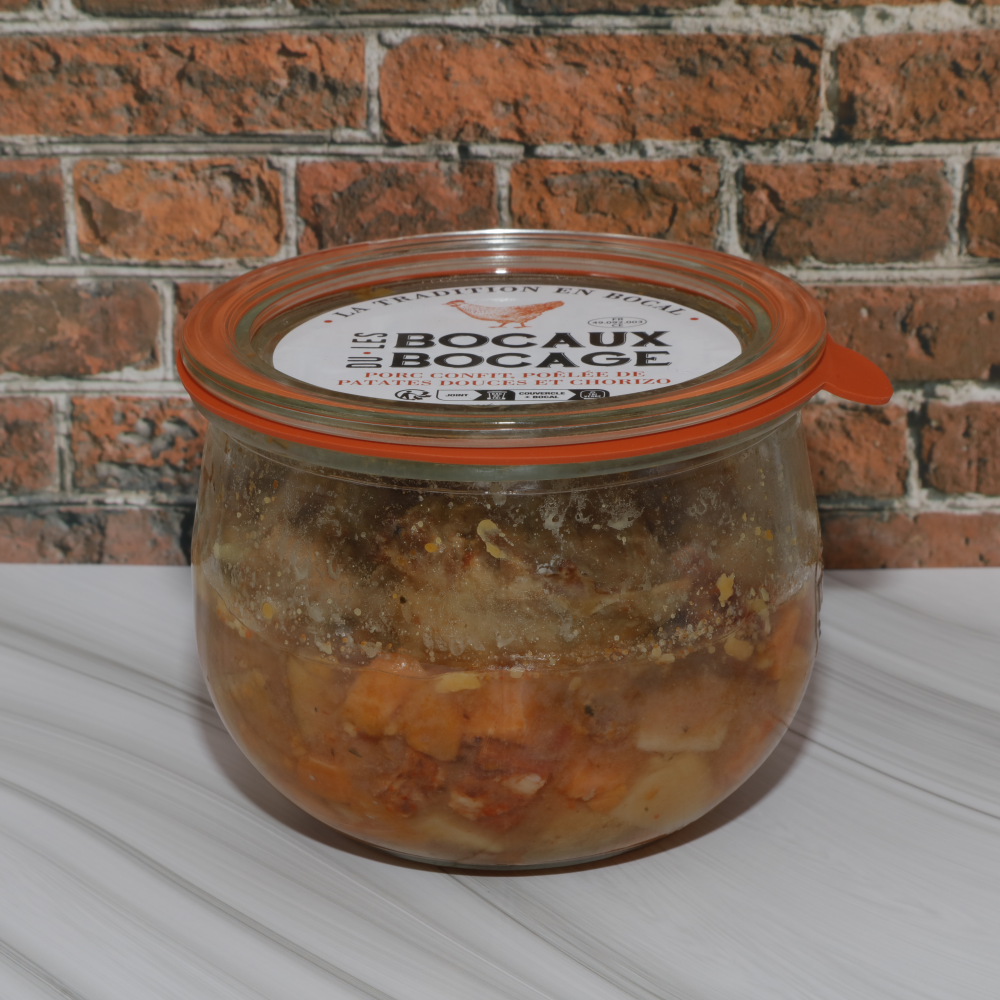PORC CONFIT, POELEE DE PATATES DOUCES ET CHORIZO - 370 G