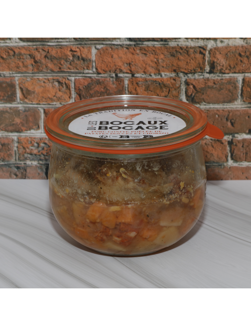 PORC CONFIT, POELEE DE PATATES DOUCES ET CHORIZO - 370 G