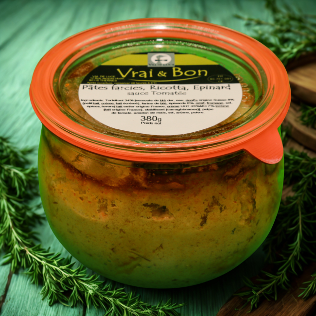 PATES FARCIES RICOTTA EPINARDS, SAUCE TOMATE - 380 G