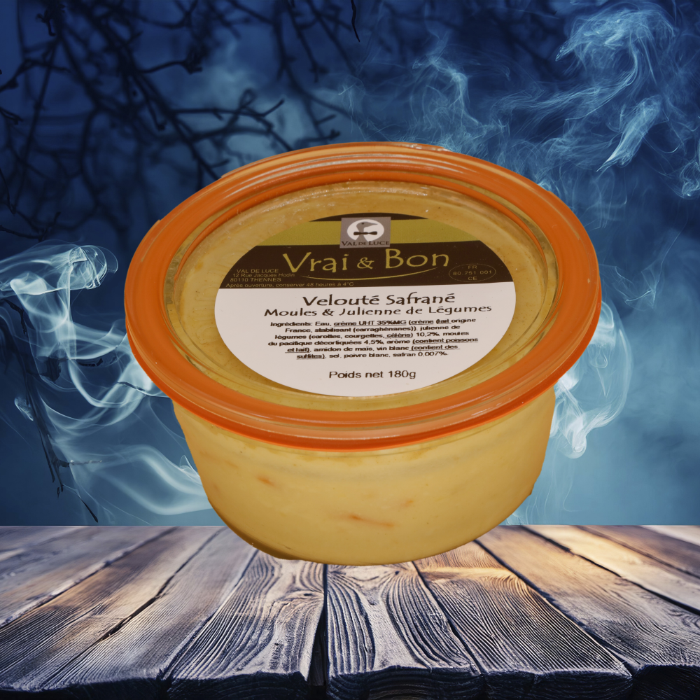 SAFFRON VELVET WITH MUSSELS AND JULIENNE OF VEGETABLES - 180 G