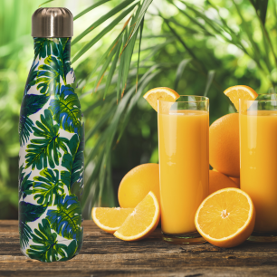 BOUTEILLE ISOTHERME EN INOX AVEC MOTIFS FEUILLES - 500 ML