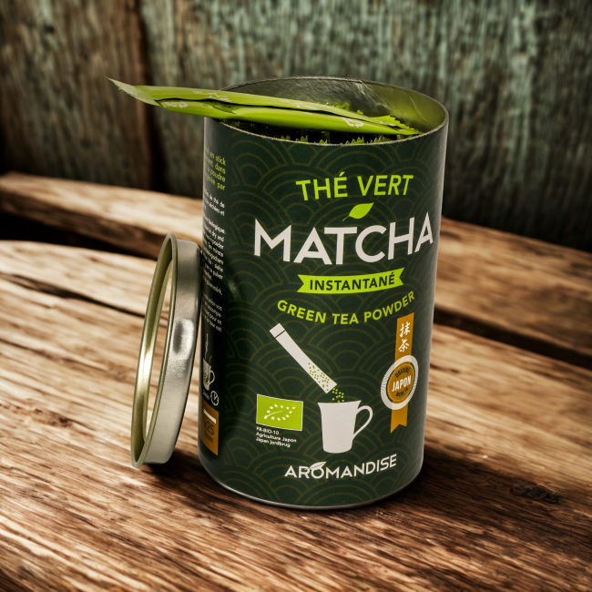 STICKS DE THE INSTANTANE MATCHA BIO - 25 STICKS - AROMANDISE - 12,5 G